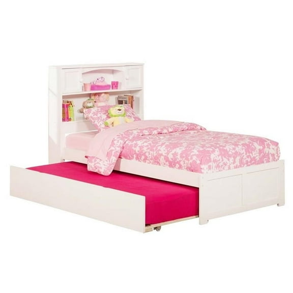 Leo & Lacey Transitional Solid Wood Twin Trundle Platform Bed in White