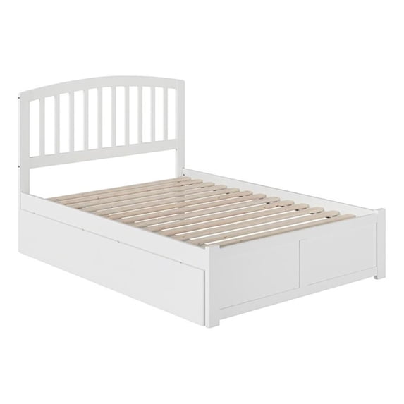 Leo & Lacey Full Wood Platform Bed with Footboard and Storage Drawers in White