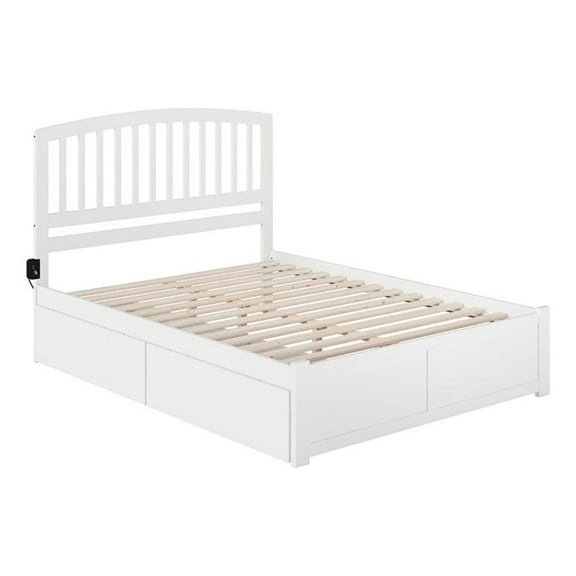 Leo & Lacey Transitional Solid Wood Urban Queen Storage Platform Bed in White