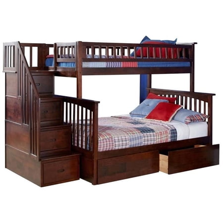 Leo & Lacey Twin Over Full Staircase Storage Bunk Bed
