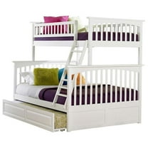 Leo & Lacey Twin Over Full Trundle Bunk Bed in White