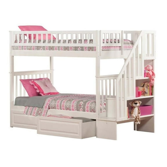 Leo & Lacey Twin Over Twin Staircase Storage Bunk Bed
