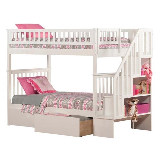 Leo & Lacey Twin Over Twin Staircase Storage Bunk Bed