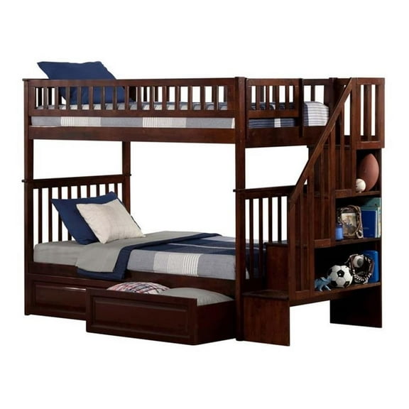 Leo & Lacey Twin Over Twin Staircase Storage Bunk Bed