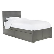 Leo & Lacey Twin XL Platform Bed with Footboard and 2 Urban Bed Drawers in Gray