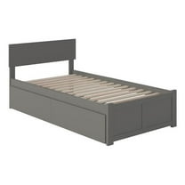 Leo & Lacey Twin XL Platform Bed with Footboard and 2 Urban Bed Drawers in Gray
