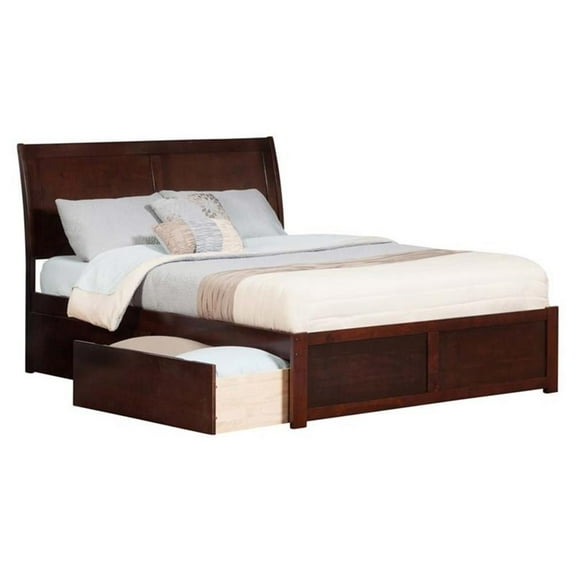 Leo & Lacey Urban Queen Storage Platform Bed in Walnut