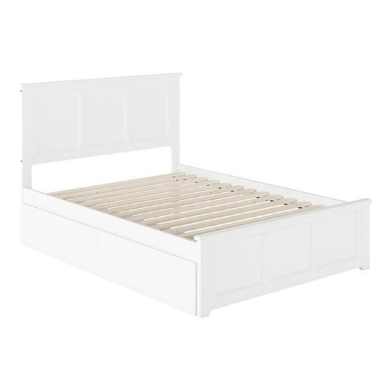 Leo & Lacey Urban Traditional Hardwood Storage Platform Bed, Full, White