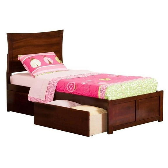 Leo & Lacey Urban Twin Storage Platform Bed in Walnut