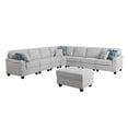 thumbnail image 1 of Leo Light Gray Linen 8Pc Modular L-Shape Sectional Sofa and Ottoman, 1 of 11
