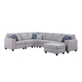 thumbnail image 1 of Cooper Light Gray Linen 7Pc Reversible L-Shape Sectional Sofa with Ottoman and Cupholder, 1 of 7