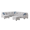 thumbnail image 1 of Leo Light Gray Linen 8Pc Modular L-Shape Sectional Sofa Chaise and Ottoman, 1 of 1