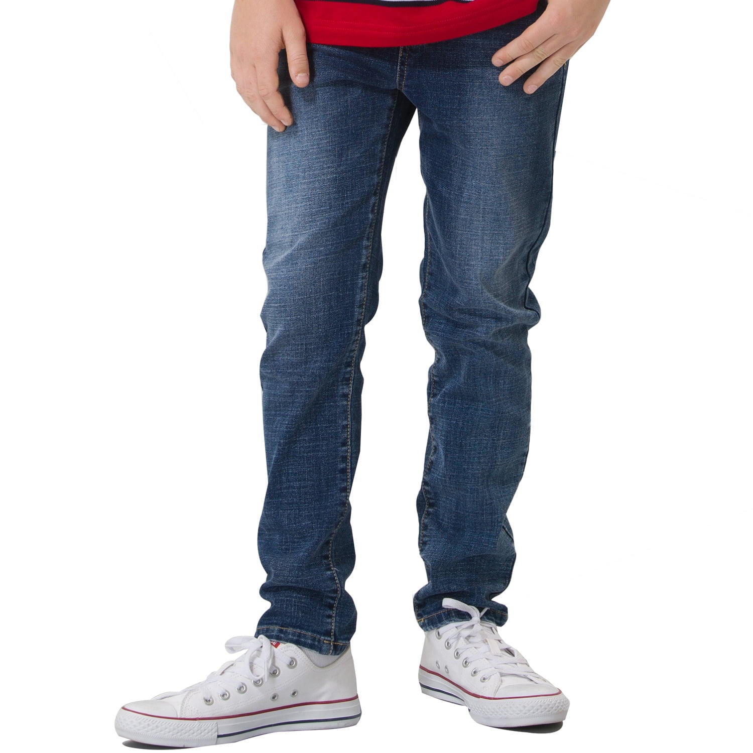 Leo&Lily Boys' Kids' Elastic Waist Husky Stretch Denim Jean