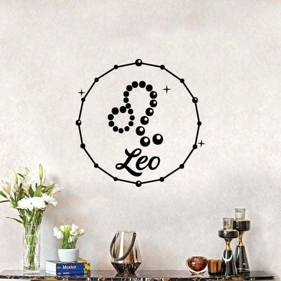 Leo Lion Symbol Fire Sign Leo Zodiac Sign Astrological Chart Symbol Constellation Vinyl Wall Art Wall Sticker Wall Decal Home Room Wall Office Living Room Wall Decoration Decal Size (10x10 inch)