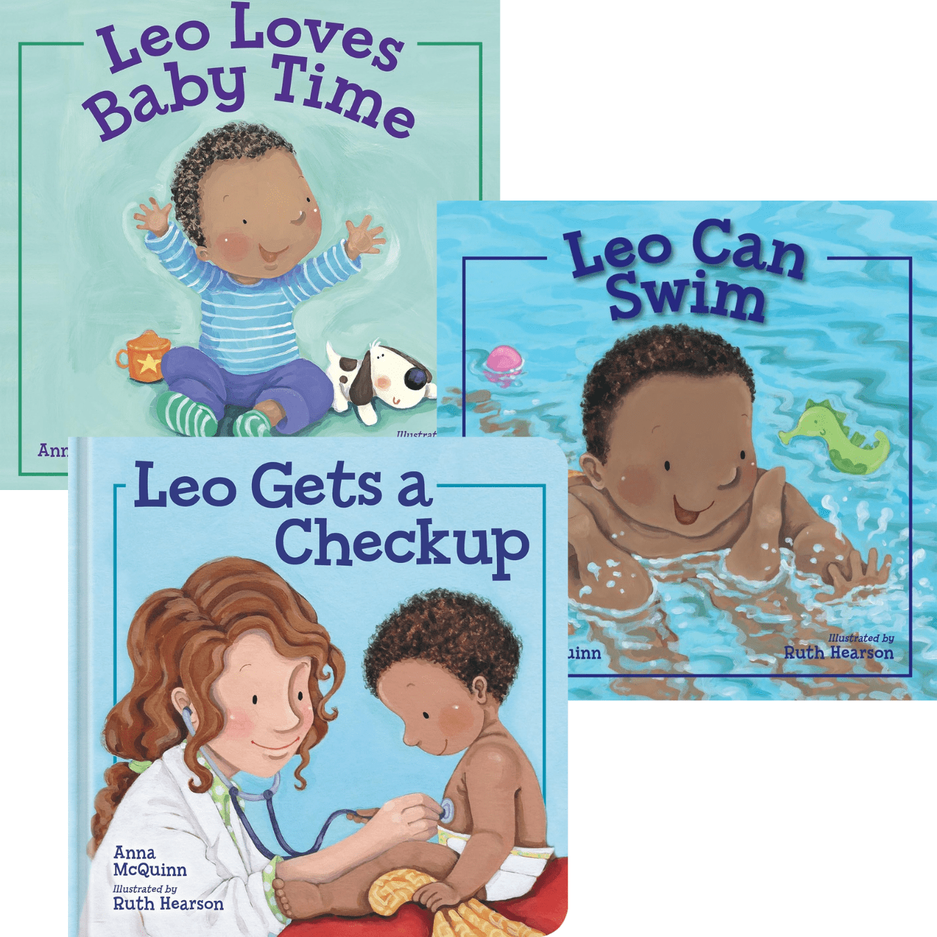 Leo Loves Baby Time: Leo Gets a Checkup; Leo Can Swim by Anna McQuinn (Hardcover Collection)