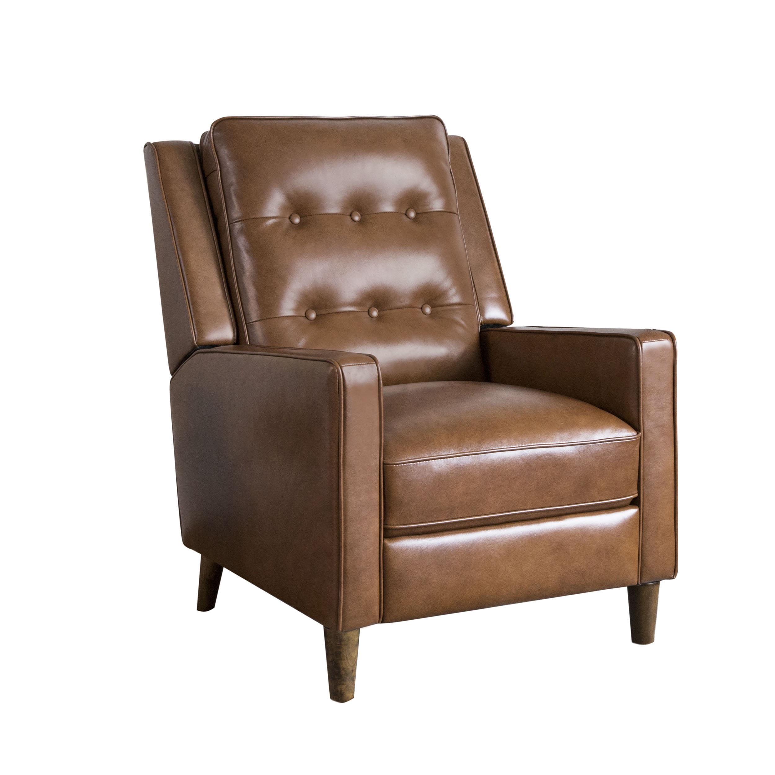 Leo Mid Century TopGrain Leather Pushback Recliner