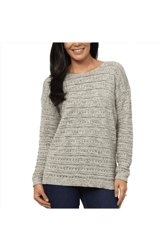 Womens Pointelle Sweater Top - Gray - L