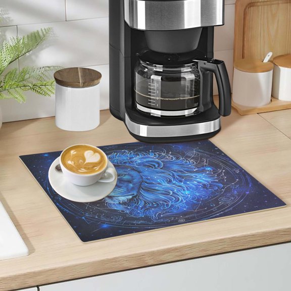 Leo Of Zodiac Dish Drying Mat 12"x18" Kitchen Counter Dish Pad Microfiber Absorbent Drainer Rack for Coffee Bar