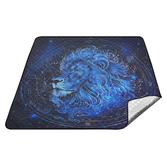 Leo Of Zodiac Picnic Blankets Extra Large 78"x78" Beach Blanket Waterproof Sandproof Outdoor Mat for Camping Travel Park