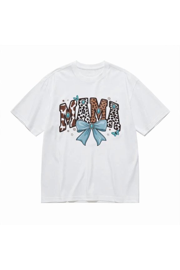Leo.Pard Cow Pattern Mama Bow Tee