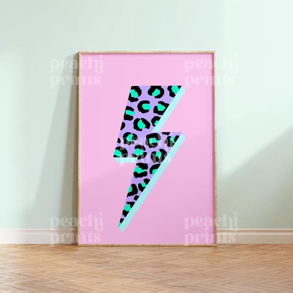 Leo.Pard Lightning Bolt Art Print: Pink Abstract Illustration Home Decor Office Wall Art