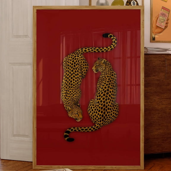 Leo.Pard Wall Art Print, Vintage Cheetah Wall Art, Retro Y2K, Maximalist Leo.Pard Print, Dopamine Decor For Bold Spaces, Retro Print UNFRAMED PAPER POSTER, Home Decor, Vintage Gift