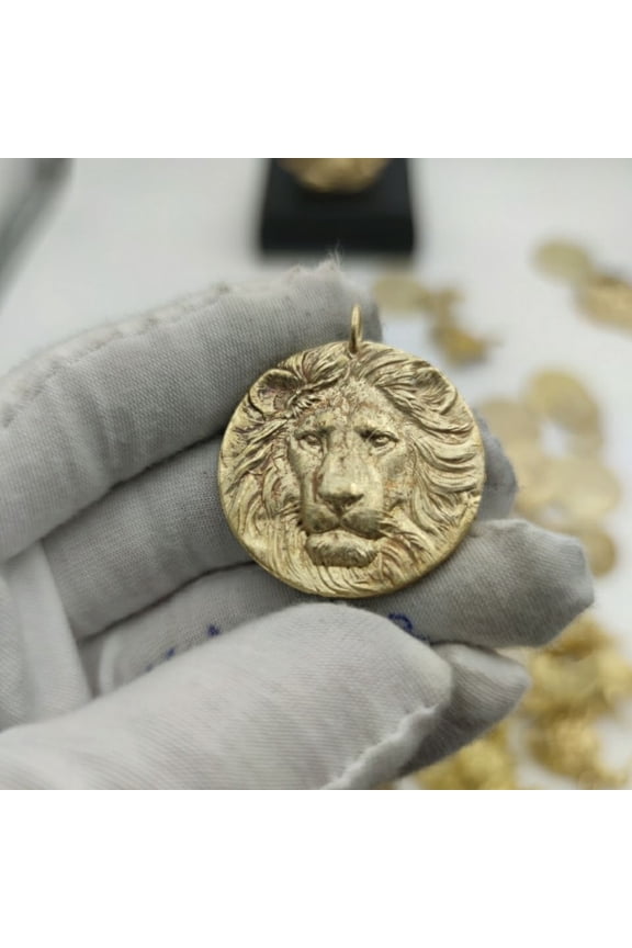 Leo Pendant Brass Lion Punk Style Constellation Jewelry Zodiac Amulet Handmade Lion Head Charm Unisex Accessory Gift