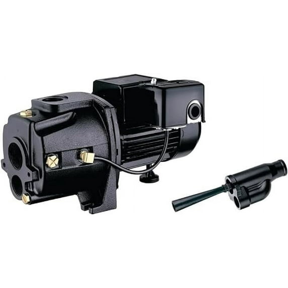 Leo Pump Convertible Well Pump - Cast Iron, Dual Voltage Motor, Shallow & Deep Well, Includes Ejector, 1-1/4″ NPT Suction, 1″ NPT Discharge, 30-50 PSI Switch, 1/2HP 115V/230V/60HZ