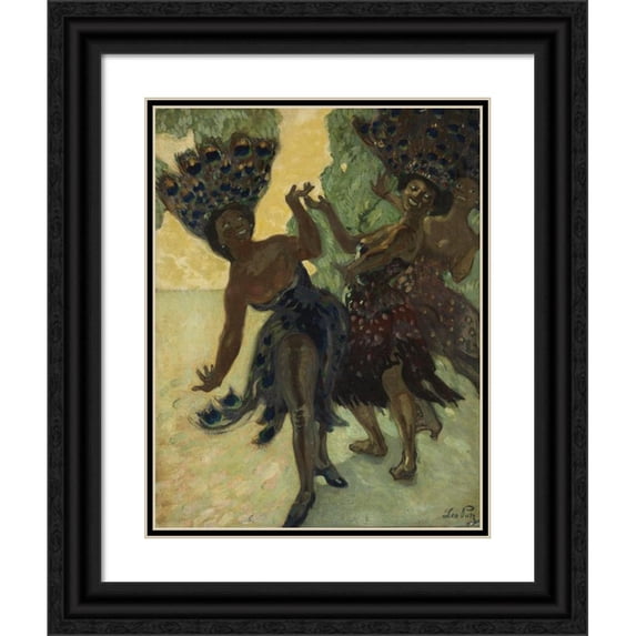 Leo Putz 12x14 Black Ornate Wood Framed Double Matted Museum Art Print Titled: Dancers (1904)