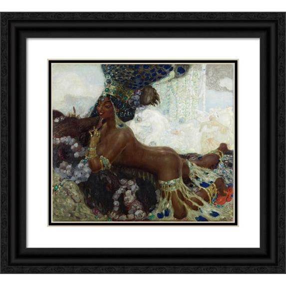 Leo Putz 17x15 Black Ornate Wood Framed Double Matted Museum Art Print Titled - Tajrey (1903)