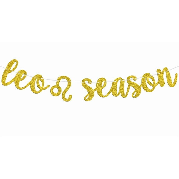 Leo Season Banner, Happy Birthday Leo Bunting Sign, Big Leo Energy, 12 Zodiac Constellation Theme Birthday Party Decoration Supplies, Gold Glitter
