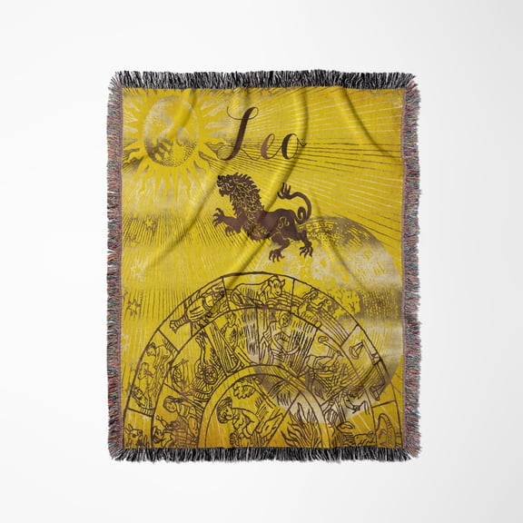 Leo Symbol Astrology Wheel Zodiac Sign Horoscope, Woven Blanket