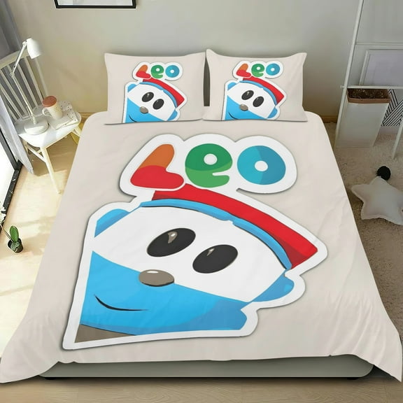 Leo The Truck Themed Bed Sheet Set Three Piece Set 53x79 Inches Comfortable And Skin Friendly Unique Design Creating A Star Studded Night