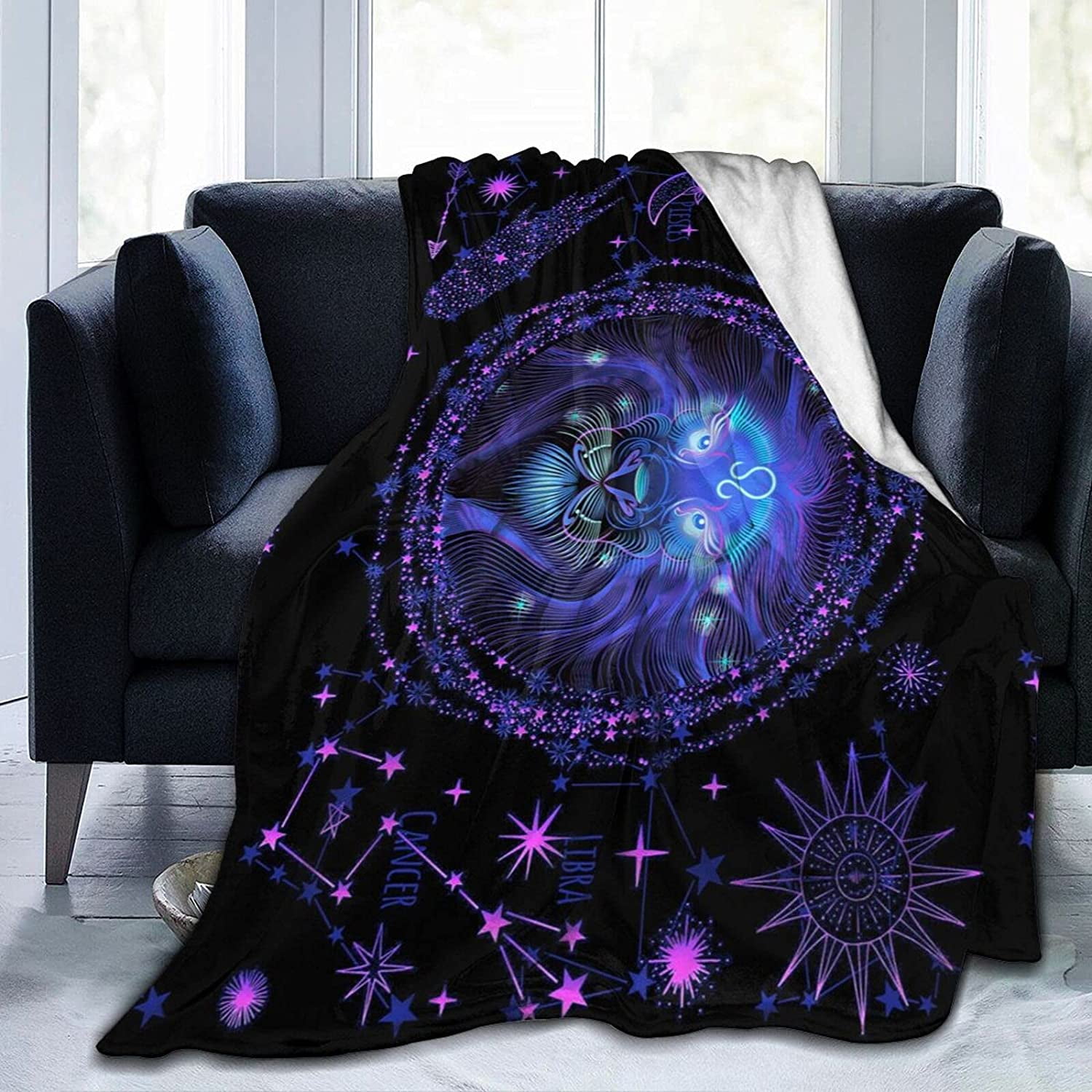 Leo Throw Blanket Flannel Constellations Blanket Warm & Soft 12