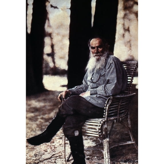 Leo Tolstoy. Nrussian Novelist And Moral Philosopher. Autochrome Photograph 1908 By S.M. Prokudin Gorskii.