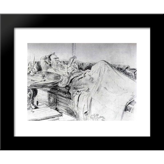 Leo Tolstoy reading 20x24 Framed Art Print by Repin, Ilya