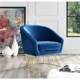 thumbnail image 1 of Leo Velvet  Modern Contemporary Barrel Accent Chair with Metal Base - Navy with Gold, 1 of 1