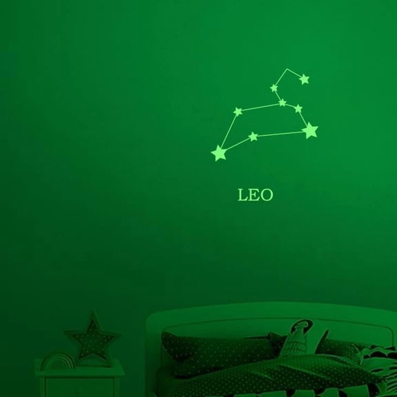 Leo Vinyl Decal Sticker Luminescent Neon Glow Lime Green Linked star formation USA-Made Wall Bumper Window Zodiac Atlas Stars Kid Room 15" inch Large