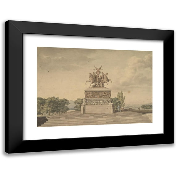 Leo Von Klenze 24x18 Black Modern Framed Museum Art Print Titled - Design for a Monument of the Victory of Waterloo (1815)
