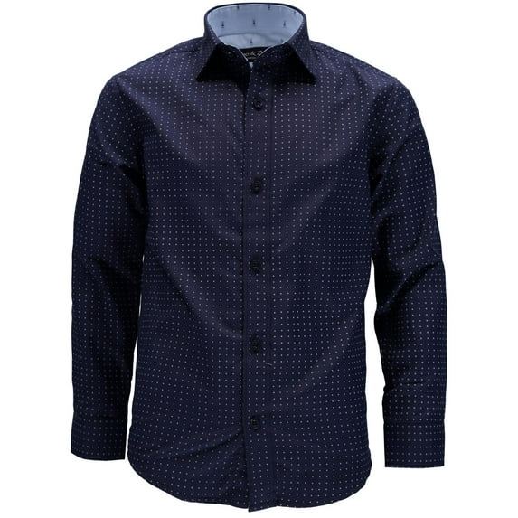 Leo & Zachary Boys 8-20 Diamond Dress Shirt (Navy 16)