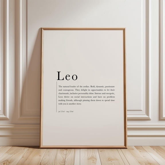Leo Zodiac Astrology Wall Art, Unframed Paper Print Size 8x12