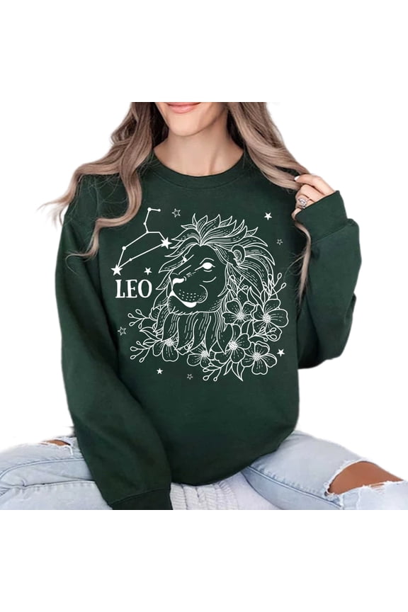 Leo Zodiac Floral Lion Sweatshirt for Women for Men, Sizes S-3XL