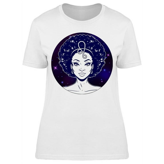 Leo Zodiac Girl Face T-Shirt Women -Image by Shutterstock, Female Large