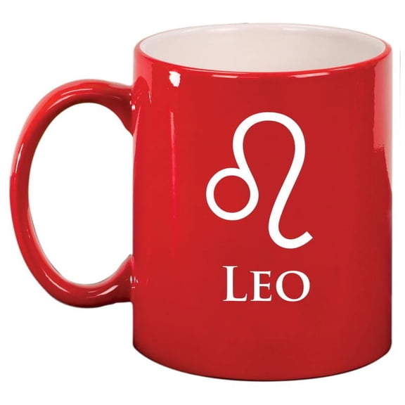 Leo Zodiac Horoscope Ceramic Coffee Mug Tea Cup Gift (11oz Red)