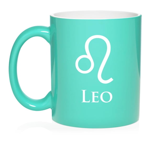 Leo Zodiac Horoscope Ceramic Coffee Mug Tea Cup Gift (11oz Teal)