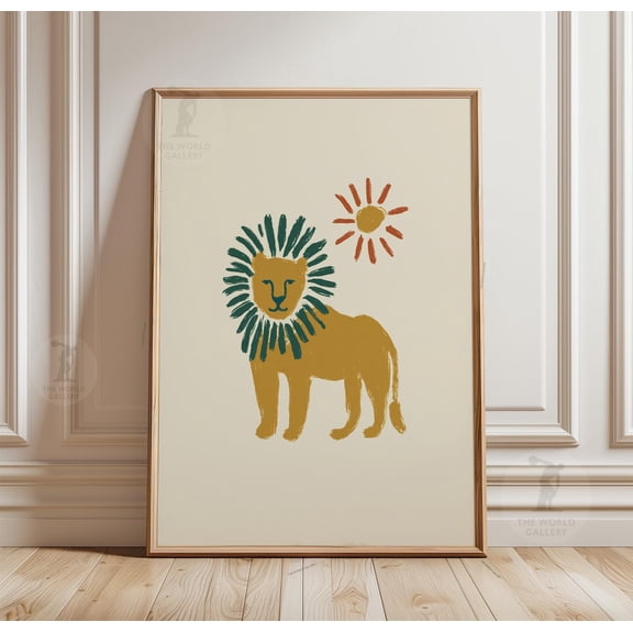 Leo Zodiac Poster, Minimal Lion Wall Art, Astrology Sun Print, Poster Only