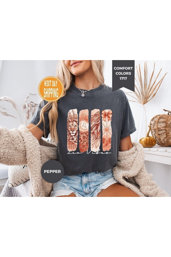 Leo Zodiac Shirt, Boho Lion Graphic Tee, Vintage Retro Astrology T-Shirt, Unisex Cotton T-Shirt, Sizes S-3XL