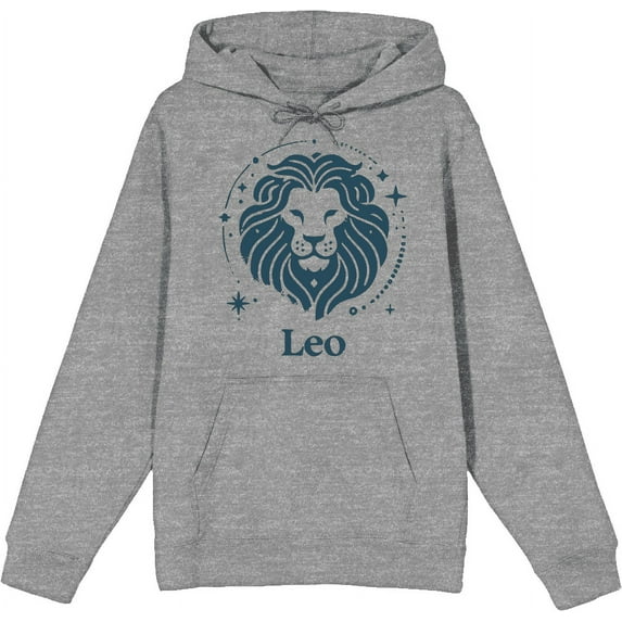 Leo Zodiac Sign Adult Heather Gray Long Sleeve Hoodie-Medium