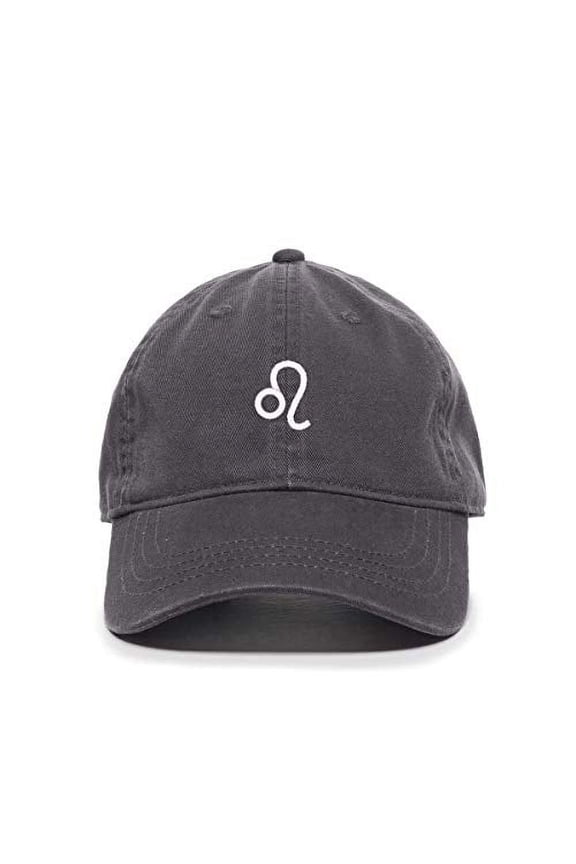 Leo Zodiac Sign Baseball Cap Embroidered Cotton Adjustable Dad Hat Charcoal