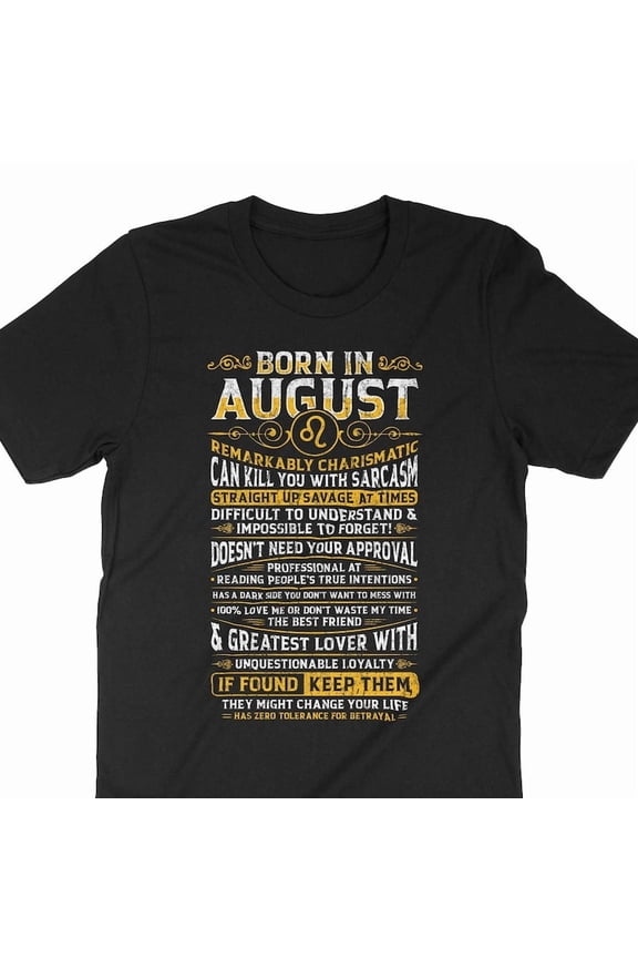 Leo Zodiac Sign Gift Born In August Birthday Art Graphic Tee Shirt,for unisex up to size 5XL